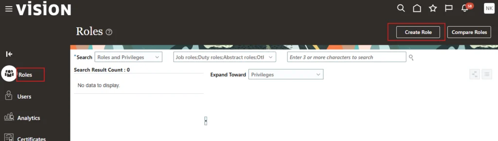 Click the Roles tab and select Create Role.