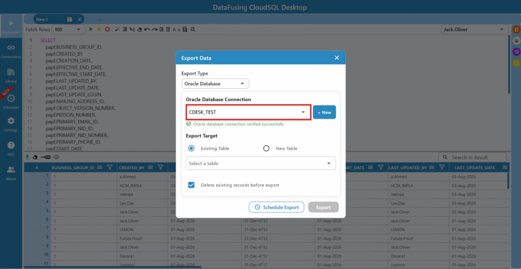 Step 3: Point to the Right Connection CDESK_TEST